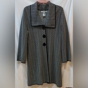 Nine West Navy and White Herringbone print Cardigan Longline Medium